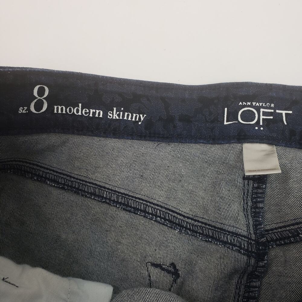 Loft Damask Denim Velour Velvet Skinny Jeans Size 8 - Picture 4 of 5